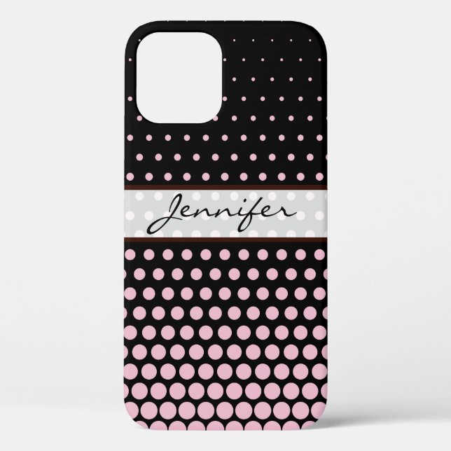 Cameo Pink Polka Dot Elegant Modern Black Case-Mate iPhone Case (Back)