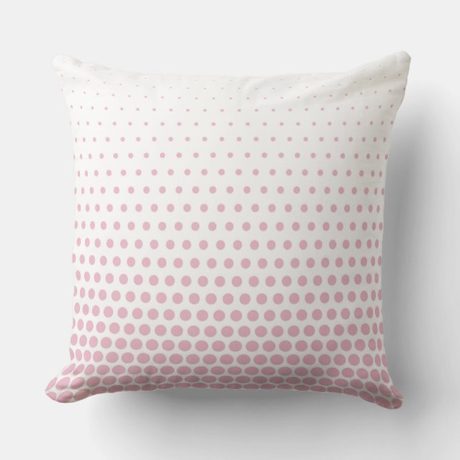 Cameo Pink Polka Dot Modern White Cushion (Front)