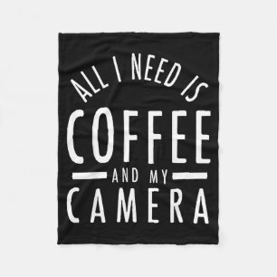 Camera &amp; Coffee - Funny Photography Quote Phot Fleece Blanket