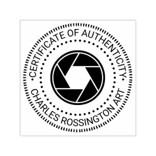 Camera Aperture “Certificate of Authenticity” Self-inking Stamp