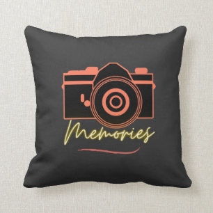 Camera art  & Minimalist typography 'memories'  Cushion