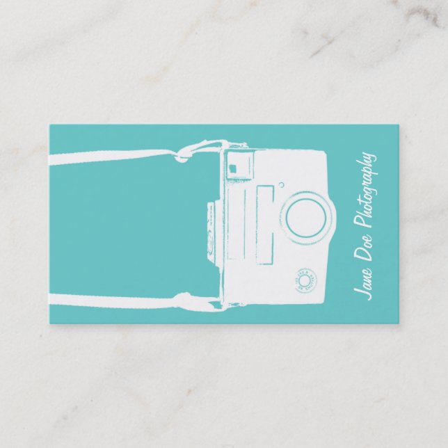 Camera Blue Retro Photography Film Illustration Business Card (Front)