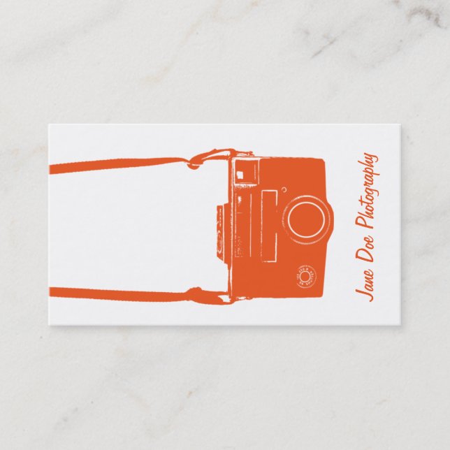 Camera Bright Orange Photography Business Card (Front)