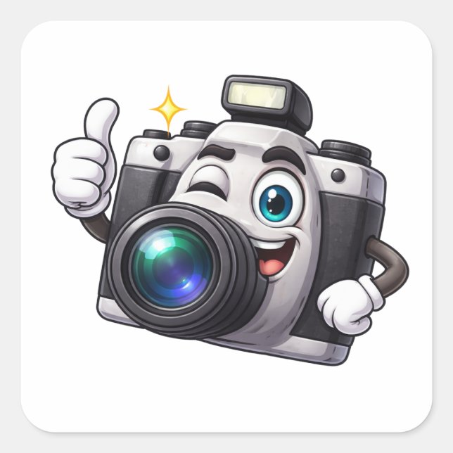 Camera Character Winking Thumps Up Sticker (Front)