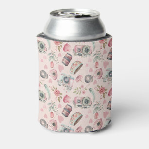 Camera Floral Can Cooler