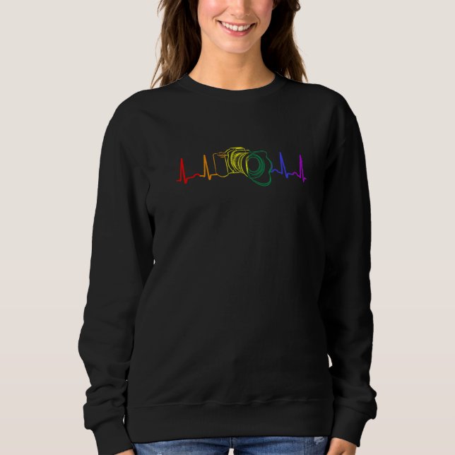 Camera Heartbeat Rainbow Photography Lgbtq Photogr Sweatshirt (Front)