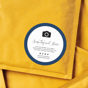 Camera Icon Editable Border Colour Snap and Share Classic Round Sticker