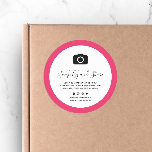 Camera Icon Editable Border Colour Snap and Share Classic Round Sticker (Creator Uploaded)