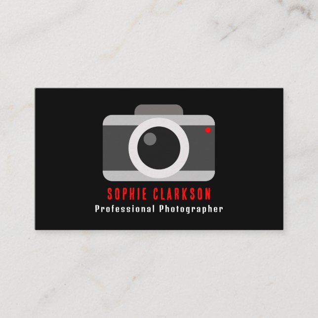 Camera Icon, Photographer, Photography Business Card (Front)