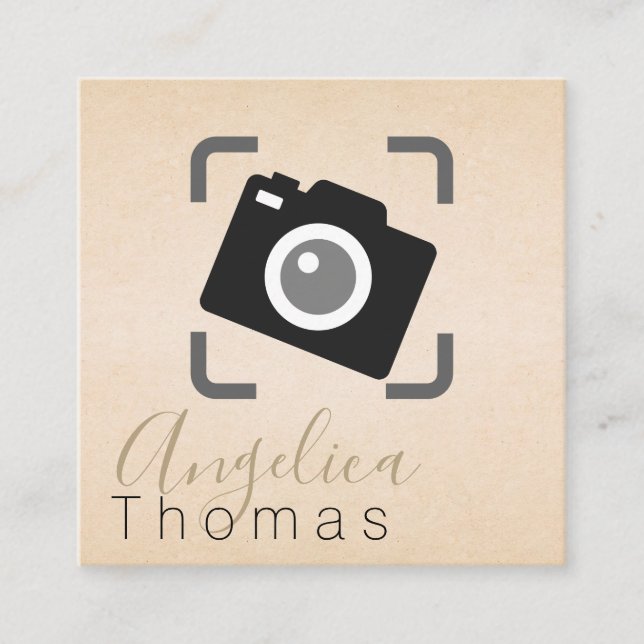 Camera Icon Square Business Card (Front)