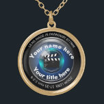 Camera Lens Gold Plated Necklace<br><div class="desc">Camera Lens Medium gold plated necklace. Personalise this necklace with your name and title, or the name and title of the person you are gifting with this necklace. Choose from a number of options like size, style, and colour for the perfect accessory or a heartfelt present. The necklace arrives in...</div>