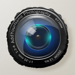 Camera Lens Make Your Own Custom Personalised Round Cushion