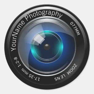 Camera Lens Personalised Classic Round Sticker