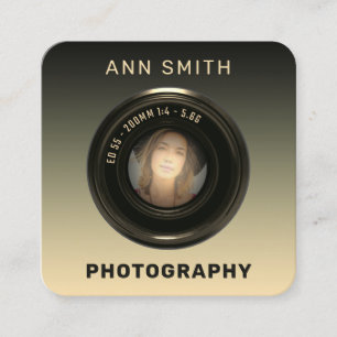 Camera lens photo frame square business card