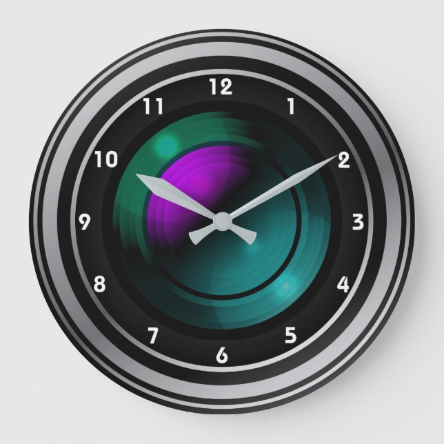 Camera Lens Photography Design Clock (Front)