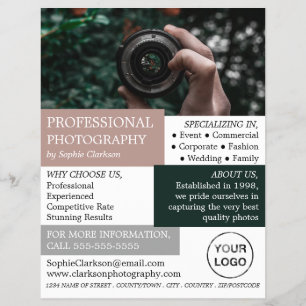 Camera Lens, Photography, Photographer Hire Flyer