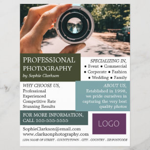Camera Lens, Photography, Photographer Hire Flyer