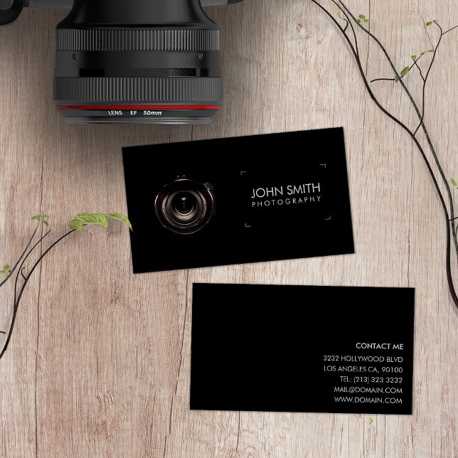Camera Lens Viewfinder Black Photography Business Card (Creator Uploaded)