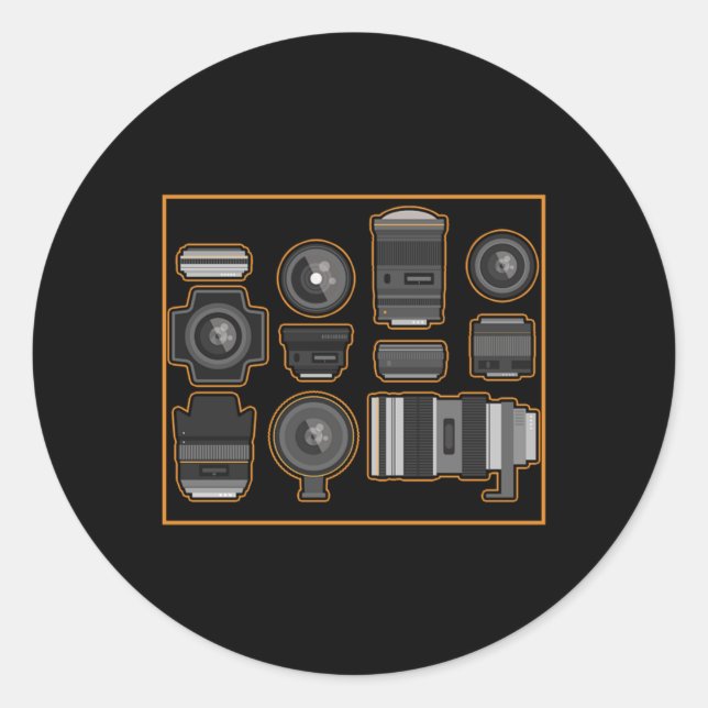 Camera Lense Photographer Photography Cameraman Gi Classic Round Sticker (Front)