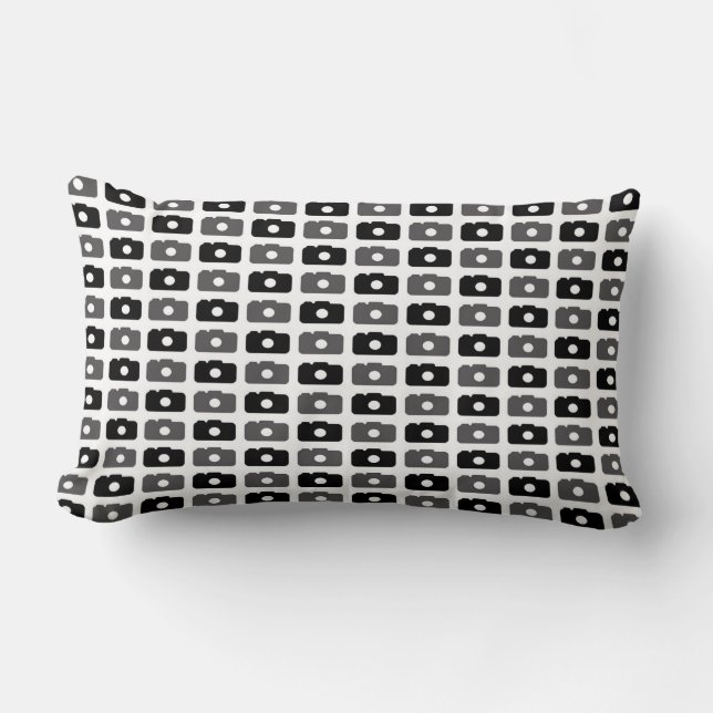 Camera Love (Black and Grey) Lumbar Cushion (Front)