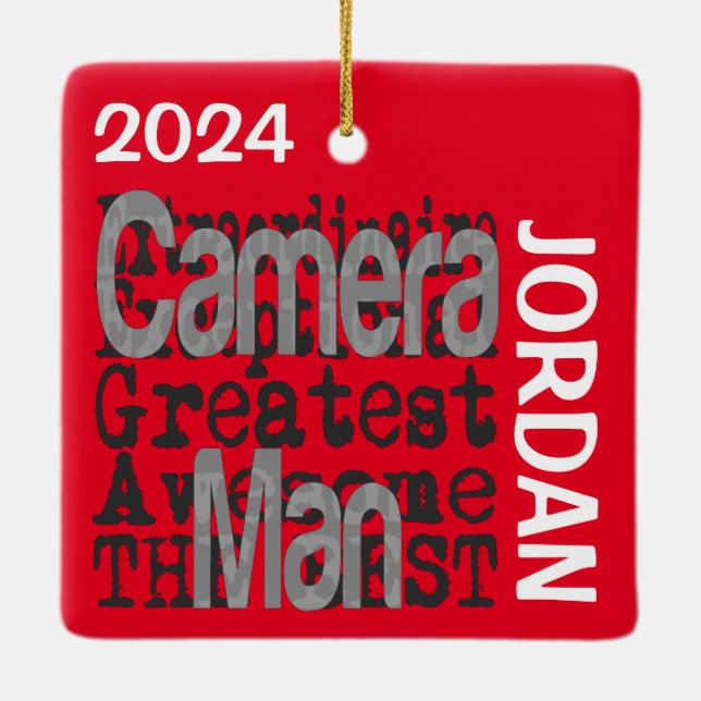 Camera Man Extraordinaire CUSTOM Ceramic Ornament (Back)