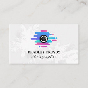 Camera Modern Icon   Tropical Trees Background Business Card