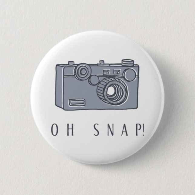 Camera - Oh Snap! | Choose Your Background Colour 6 Cm Round Badge (Front)