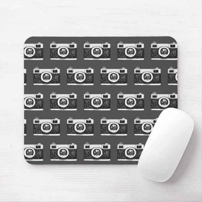 Camera On Grey Mouse Pad (With Mouse)