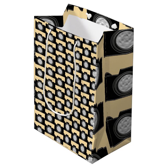 Camera Photography Theme Cream Medium Gift Bag (Front Angled)
