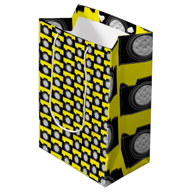 Camera Photography Theme Yellow Medium Gift Bag (Front Angled)