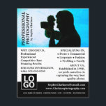 Camera Silhouette, Photography, Photographer Hire Flyer<br><div class="desc">Camera Silhouette,  Photography,  Photographer Hire Advertising Flyers By The Business Card Store.</div>