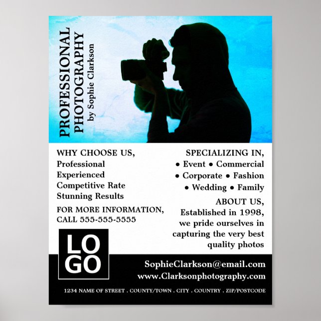 Camera Silhouette, Photography, Photographer Hire Poster (Front)
