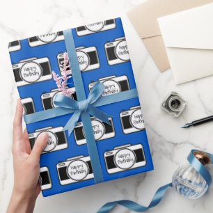 Camera with Birthday Text   Wrapping Paper