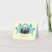 Camera With Blue Leaves & Butterflies Thank You