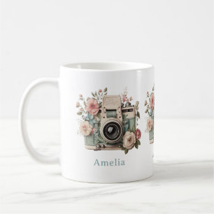 Camera with Flowers Retro Pastel Image Coffee Mug