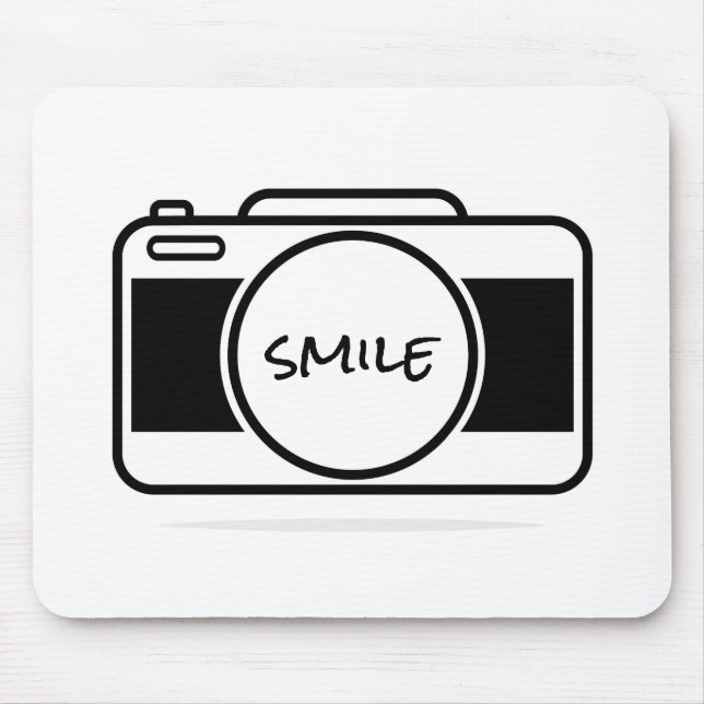 Camera With Smile Text Mouse Pad (Front)