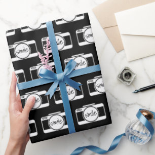 Camera with Smile Text  Wrapping Paper