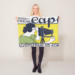 Camera Woman, Photographer, Van Caspel Fleece Blanket