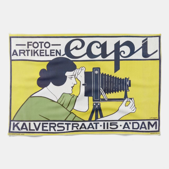 Camera Woman, Photographer, Van Caspel Tea Towel (Horizontal)