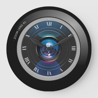 Camera Zoom Lens with Roman Numerals Large Clock