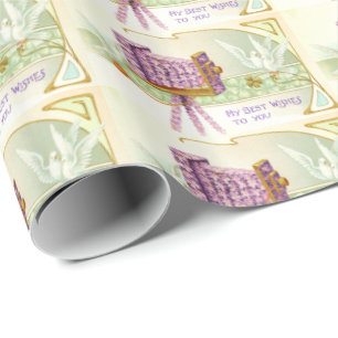 Cameras and doves wrapping paper