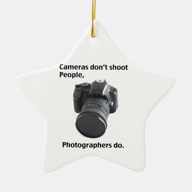 Cameras don't shoot people ceramic tree decoration (Front)