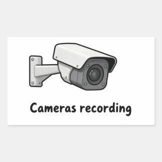 cameras recording rectangular sticker