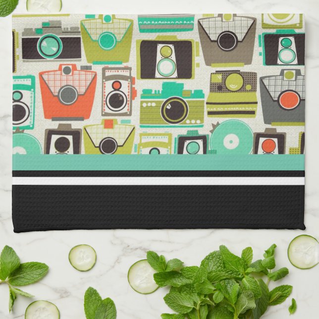 Cameras Retro Tea Towel (Folded)