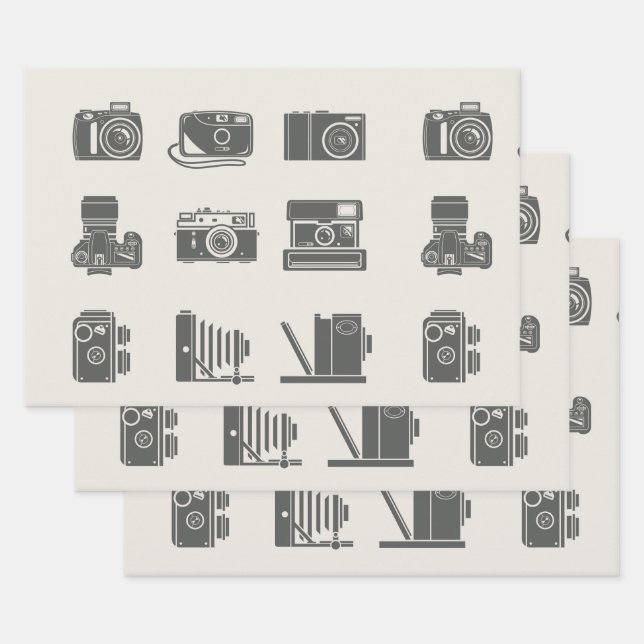 Cameras Vintage Photography Wrapping Paper Sheet (Set)