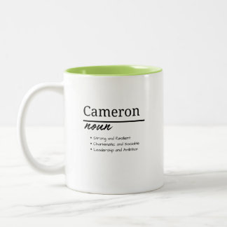 Cameron, Boy Personalised Name Definition Two-Tone Coffee Mug