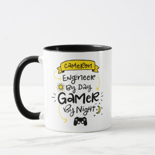 Cameron, Engineer - Gamer, Custom Lettering Mug