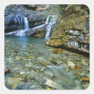 Cameron Falls in Waterton Lakes National Park in Square Sticker