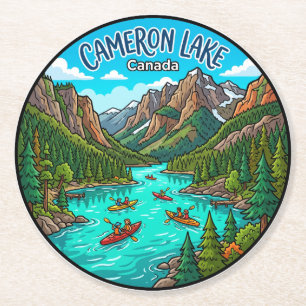Cameron Lake Canada Round Paper Coaster