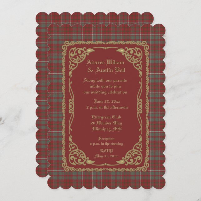 Cameron Lochiel Scottish Tartan Invitation (Front/Back)
